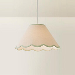 Valuelights Florie Natural Linen Large Tapered Lamp Shade With Scallop Green Trim (D)41Cm - thumbnail 3