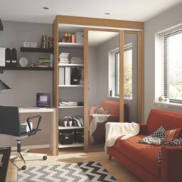 Spacepro Shaker Classic Shaker Mirrored Gloss Oak Effect 2 Door Sliding Wardrobe Door Kit (H)2220mm (W)914mm - thumbnail 3