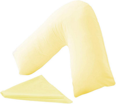 Homes & Linen Orthopaedic V-Shaped Pillow Extra Cushioning Support For Head, Neck & Back Lemon, V-Pillow With Cover