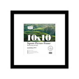 "10X10"" Black Picture Frame - 10X10"" Square Frame With 8X8"" Mount For 10X10""/8X8"" Pictures Art Deco Style Room Decor, 1 Pack" - thumbnail 1
