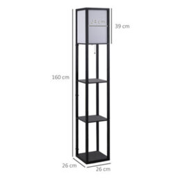 Homcom Floor Lamp Reading Lamp With 3-Tier Storage Shelf For Home Office, Black - thumbnail 3