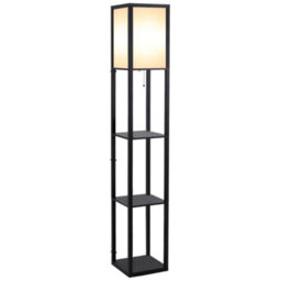 Homcom Floor Lamp Reading Lamp With 3-Tier Storage Shelf For Home Office, Black - thumbnail 2