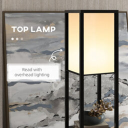 Homcom Floor Lamp Reading Lamp With 3-Tier Storage Shelf For Home Office, Black - thumbnail 5