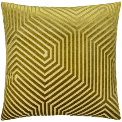 Paoletti Evoke Cut Velvet Polyester Filled Cushion, Olive, 55 X 55Cm - image 1
