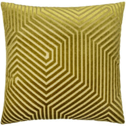 Paoletti Evoke Cut Velvet Polyester Filled Cushion, Olive, 55 X 55Cm - thumbnail 1