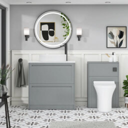 Royal Bathrooms Royal Bathroom Elmore 800mm Matt Pebble Grey Freestanding Bathroom Vanity Unit 2 Drawer Plain White Worktop With Lyon Basin - thumbnail 5