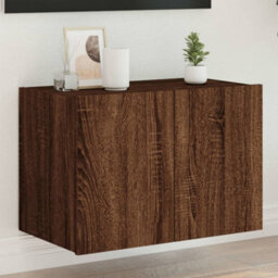 Berkfield Durable Tv Wall Cabinet With Led Lights Brown Oak 60X35X41 Cm - thumbnail 2