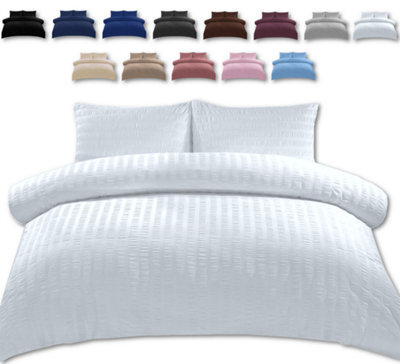 TheWhiteWater Limited Duvet Cover Set Seersucker Single/double/king/super King Bedding Set - Duvet Cover + Matching Pillowcase - White - image 1