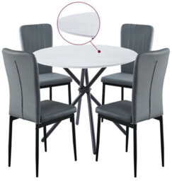 Hallowood Furniture Cullompton Small Round Dining Table 90Cm With 4 Grey Faux Leather High Back Chairs - thumbnail 8