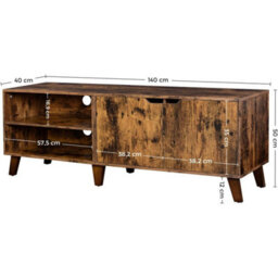 Songmics Vasagle Tv Cabinet For Tvs Up To 60 Inches, Tv Stand With 2 Doors, Adjustable Shelves, Tv Table, For Living Room, Dinning Room - thumbnail 9