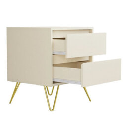 Cream Modern 3 Drawers Bedside Table With Nightstand Bedroom Furniture Storage - thumbnail 4