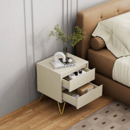 Cream Modern 3 Drawers Bedside Table With Nightstand Bedroom Furniture Storage - thumbnail 5