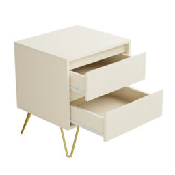 Cream Modern 3 Drawers Bedside Table With Nightstand Bedroom Furniture Storage - thumbnail 3