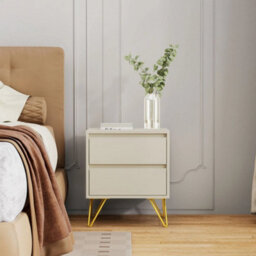 Cream Modern 3 Drawers Bedside Table With Nightstand Bedroom Furniture Storage - thumbnail 6