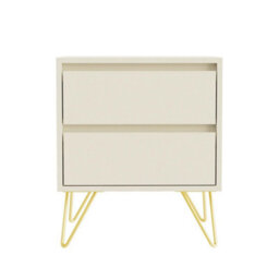 Cream Modern 3 Drawers Bedside Table With Nightstand Bedroom Furniture Storage - thumbnail 1