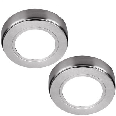 Brushed Nickel Under Cabinet Led Light Kit - 2X Natural White Spotlights For Kitchen Lighting - image 1