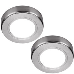Brushed Nickel Under Cabinet Led Light Kit - 2X Natural White Spotlights For Kitchen Lighting - thumbnail 1
