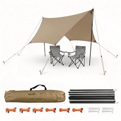 Geezy Camping Canopy Tarp Kit Portable Rain Fly Waterproof Sun Shade Hammock Cover - image 1