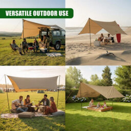 Geezy Camping Canopy Tarp Kit Portable Rain Fly Waterproof Sun Shade Hammock Cover - thumbnail 3