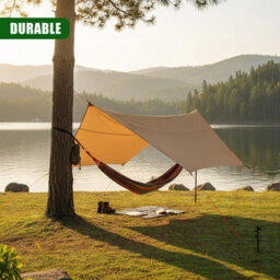 Geezy Camping Canopy Tarp Kit Portable Rain Fly Waterproof Sun Shade Hammock Cover - thumbnail 2