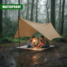 Geezy Camping Canopy Tarp Kit Portable Rain Fly Waterproof Sun Shade Hammock Cover - thumbnail 6