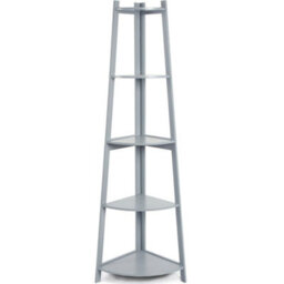 5 Level Corner Ladder Shelf Bookcase Display Bookshelf Unit White Grey Shelving Grey - thumbnail 2