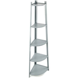 5 Level Corner Ladder Shelf Bookcase Display Bookshelf Unit White Grey Shelving Grey - thumbnail 1