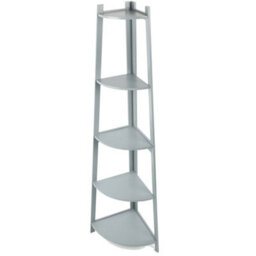 5 Level Corner Ladder Shelf Bookcase Display Bookshelf Unit White Grey Shelving Grey - thumbnail 3