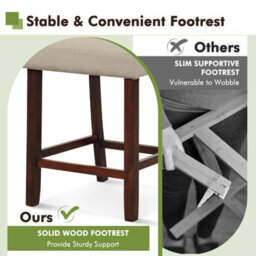 Costway Set Of 2 Bar Stools Linen Counter Height Chair Upholstered Kitchen Island Stool - thumbnail 6