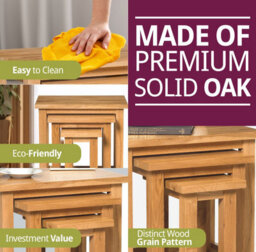 Hallowood Furniture Waverly Oak Nest Of 3 Tables - thumbnail 4