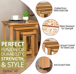 Hallowood Furniture Waverly Oak Nest Of 3 Tables - thumbnail 3