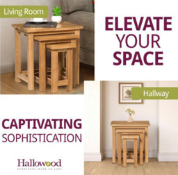 Hallowood Furniture Waverly Oak Nest Of 3 Tables - thumbnail 6