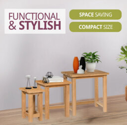 Hallowood Furniture Waverly Oak Nest Of 3 Tables - thumbnail 5