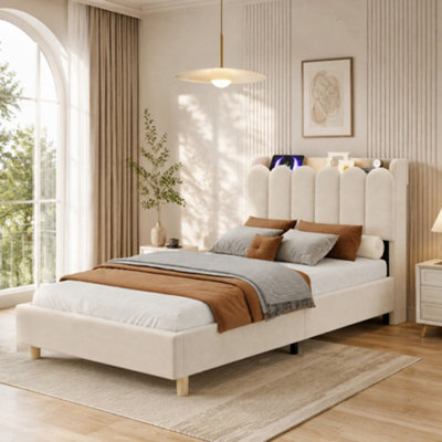 Single Upholstered Platform Bed With Storage Headboard, Usb, Type-C And Reading Light - image 1