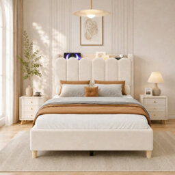 Single Upholstered Platform Bed With Storage Headboard, Usb, Type-C And Reading Light - thumbnail 2