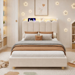 Single Upholstered Platform Bed With Storage Headboard, Usb, Type-C And Reading Light - thumbnail 4