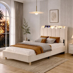 Single Upholstered Platform Bed With Storage Headboard, Usb, Type-C And Reading Light - thumbnail 3