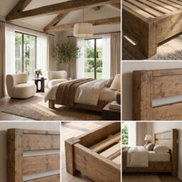 Chelsea King Bed Frame 30Cm High  / Chunky Solid Rustic Pine Bed With Headboard - thumbnail 6