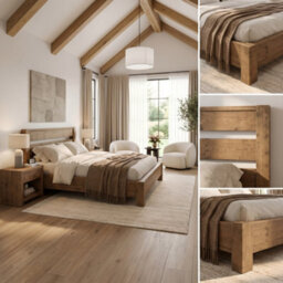 Chelsea King Bed Frame 30Cm High  / Chunky Solid Rustic Pine Bed With Headboard - thumbnail 2