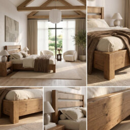 Chelsea King Bed Frame 30Cm High  / Chunky Solid Rustic Pine Bed With Headboard - thumbnail 4