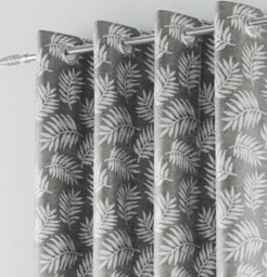 Enhanced Living Oakland Grey Leaf Pattern, Thermal, Room Darkening Pair Of Curtains With Eyelet Top - 46 X 54 Inch (117X137Cm) - thumbnail 2