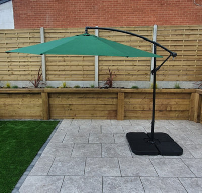 Signature Weave 3M Banana Cantilever Parasol Sun Shade Umbrella Green Canopy - image 1