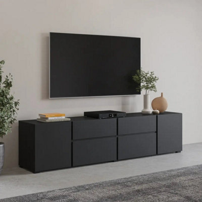 Arte Visby Tv Cabinet 195 Cm In Black - Bold Low Tv Unit With Sleek Hidden Storage - image 1