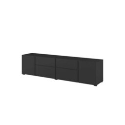 Arte Visby Tv Cabinet 195 Cm In Black - Bold Low Tv Unit With Sleek Hidden Storage - thumbnail 2