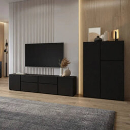 Arte Visby Tv Cabinet 195 Cm In Black - Bold Low Tv Unit With Sleek Hidden Storage - thumbnail 6