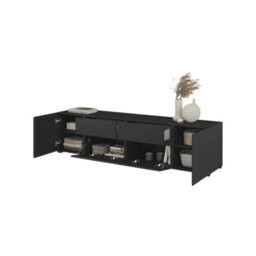 Arte Visby Tv Cabinet 195 Cm In Black - Bold Low Tv Unit With Sleek Hidden Storage - thumbnail 3