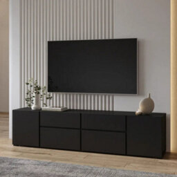 Arte Visby Tv Cabinet 195 Cm In Black - Bold Low Tv Unit With Sleek Hidden Storage - thumbnail 5