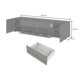 Arte Visby Tv Cabinet 195 Cm In Black - Bold Low Tv Unit With Sleek Hidden Storage - thumbnail 4