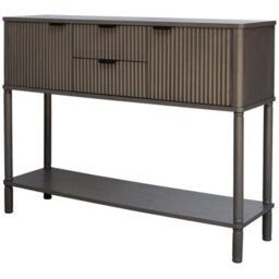 Wyld Haus Sagevale 2-Drawer 2-Door Ribbed Console Table, Matt Brown Wood, 1060X800X300mm - thumbnail 2