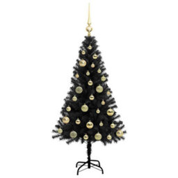 Vidaxl Christmas Tree With 150 Leds With Stand Black 120 Cm Pvc - thumbnail 4